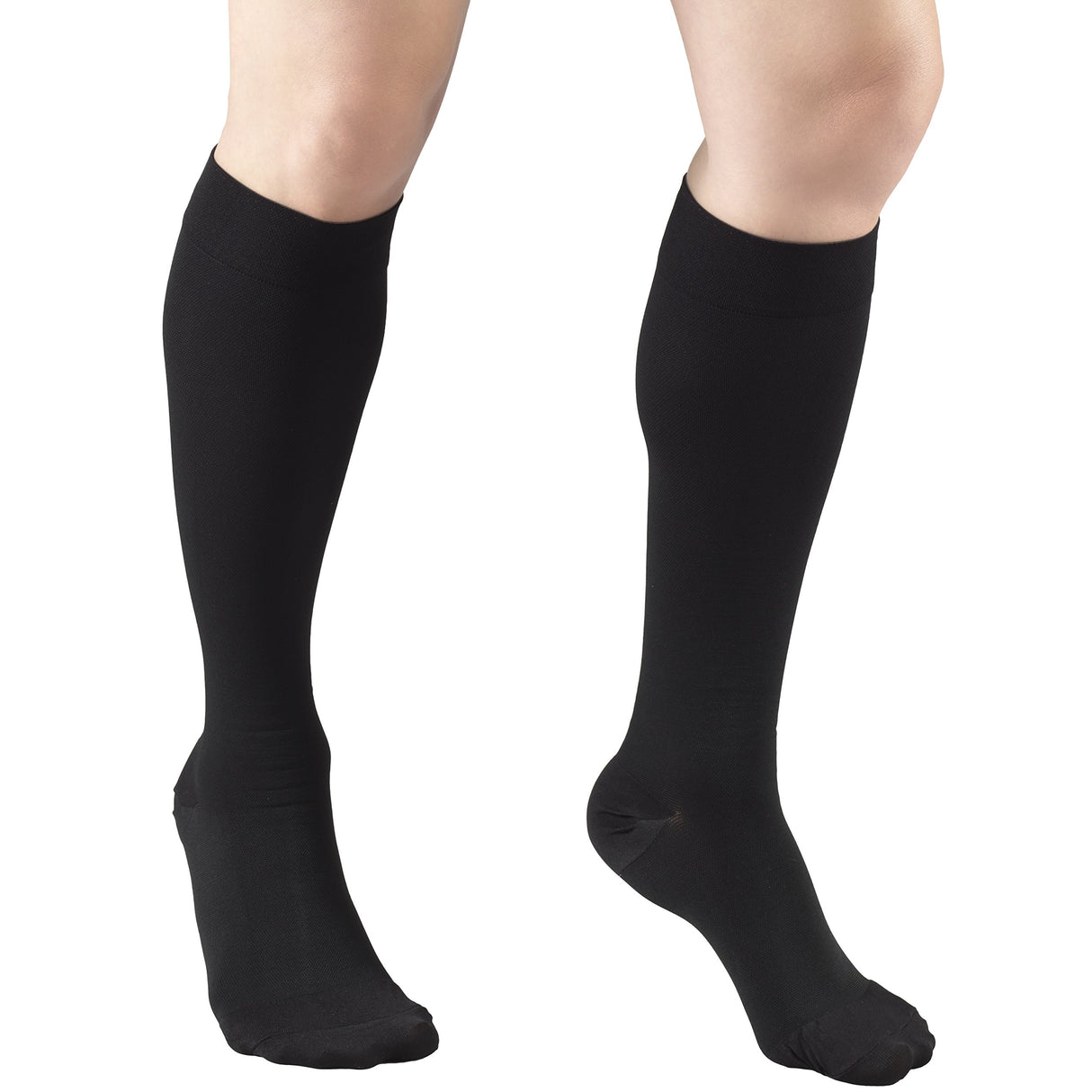 Truform 15-20 mmHg Compression Stockings for Men and Women, Knee High Length, Closed Toe, Black, Large