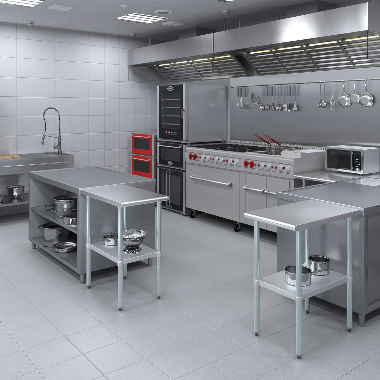 AmGood 30 in. x 18 in. Stainless Steel Work Table | Metal Kitchen Food Prep Table | NSF