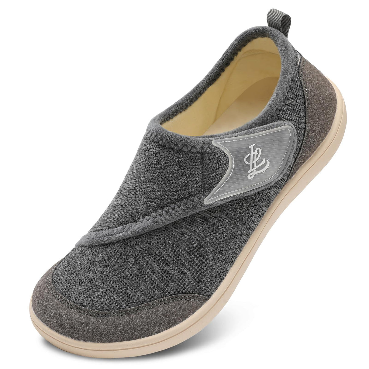 LeIsfIt Mens Slippers Wide House Shoes Adjustable Diabetic Shoes Arthritis Swollen House Slippers Indoor Outdoor Dark Grey Size 11