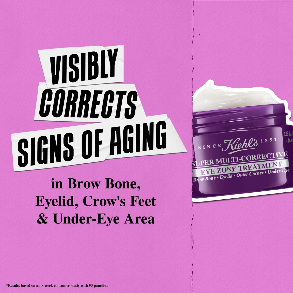 Kiehl's Super Multi-Corrective Eye Cream, Anti-Aging Cream that Lifts Brow Bone Area, Smooths and Firms Eye Lids, Bilberry Seed Extract and Collagen Peptide for Smoother Looking Skin - 0.95 fl oz