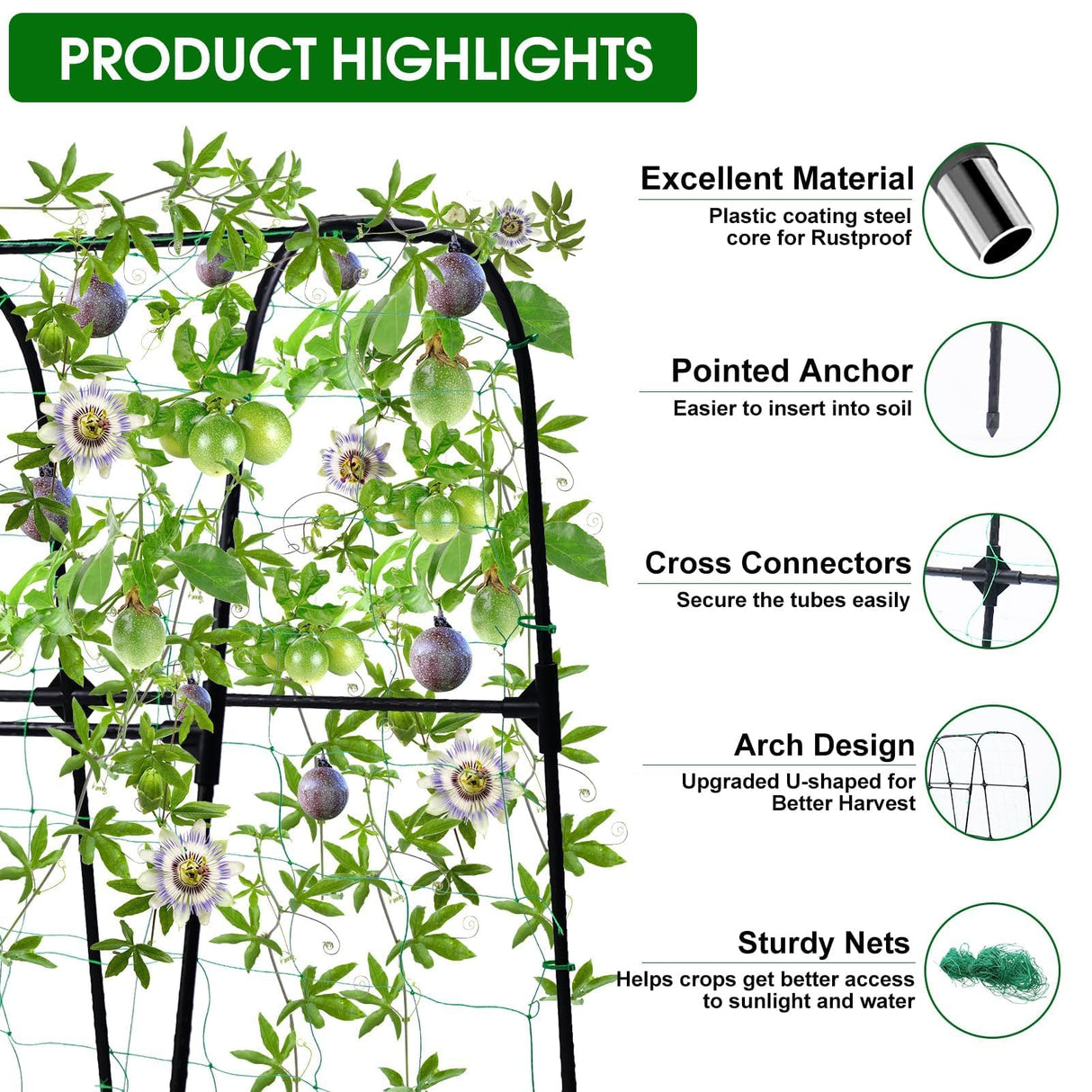 50"x48"Cucumber Trellis, Garden Arch Trellis for Climbing Plants Outdoor