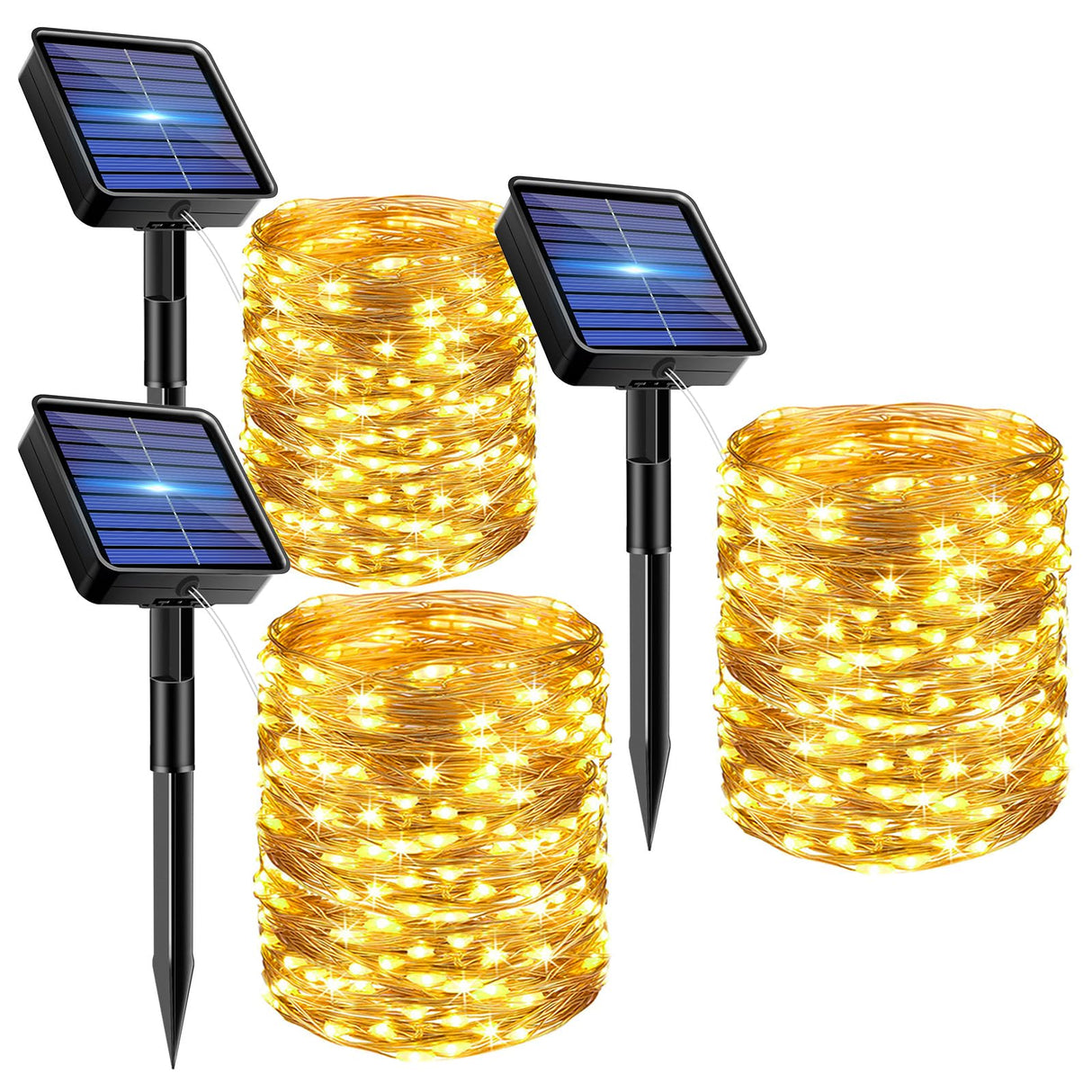 bitjam 3 Pack Solar Fairy Lights for Outside Waterproof, Total 147FT 450 LED Solar String Lights Outdoor 8 Modes Solar Twinkle Lights for Garden Yard Christmas Tree Wedding Party Decor, Warm White
