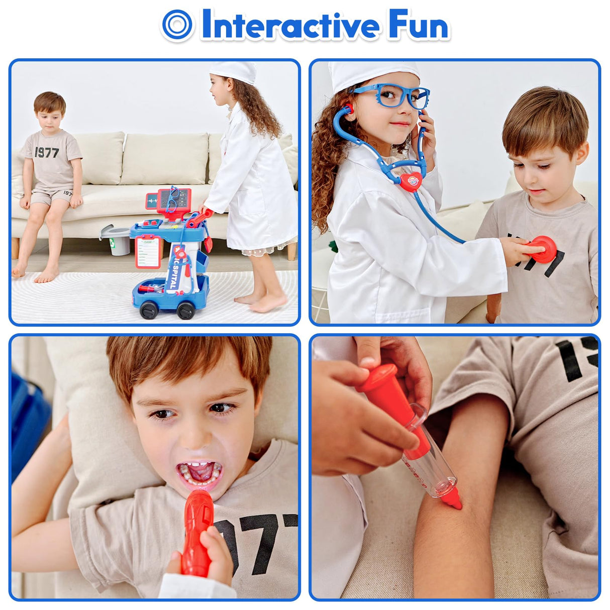 Phobby Doctor Kit for Toddlers 3 4 5, Kids Doctor Cart Play Set with Costume, Stethoscope and Medical Bag, Doctor Toy for Girls Boys Christmas Birthday Gift