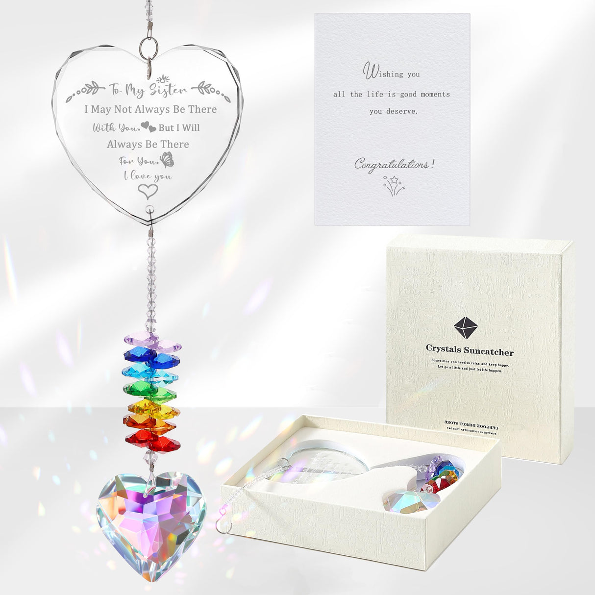 Sister Gifts, Crystal Suncatcher Gifts for Sister Birthday, Sisters Gifts from Sister, Unique Gifts for Sister, Window Hangings Home Decoration