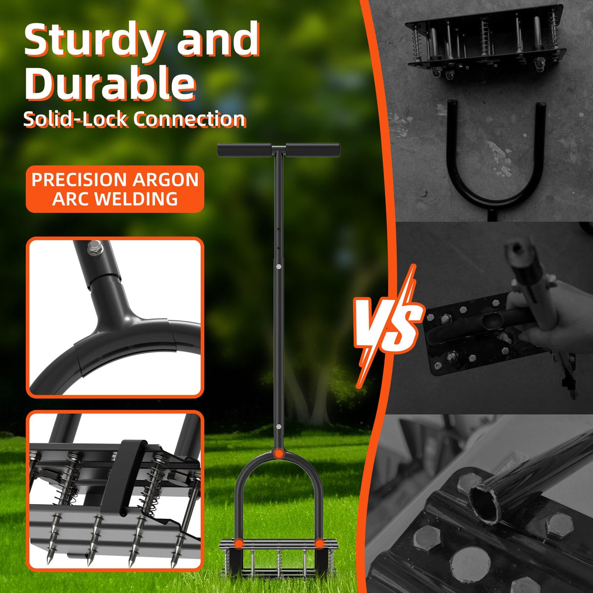 DomiHapi Lawn Aerator with Spring-Loaded Automatic Soil Removal Design