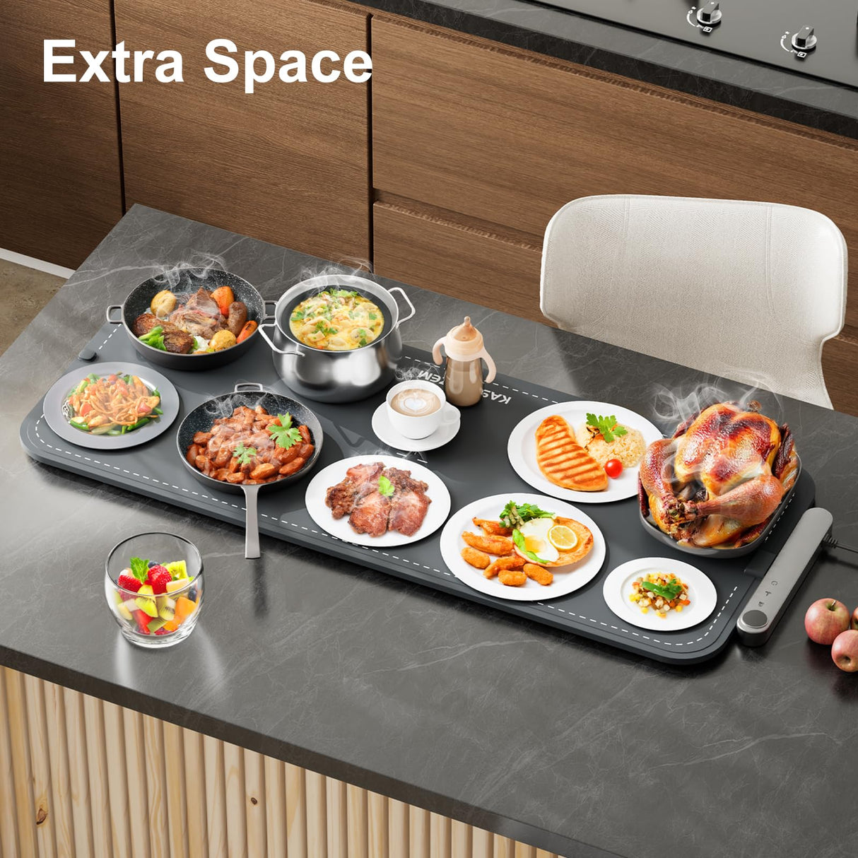 Kasefazem Warming Mat For Food XXL 500W Food Warming Mat 36"X16" Waterproof Graphene Warming Trays For Buffets Party Food Warmers For Parties Buffet 6 Temp 6H Chafing Dishes For Buffet Christmas