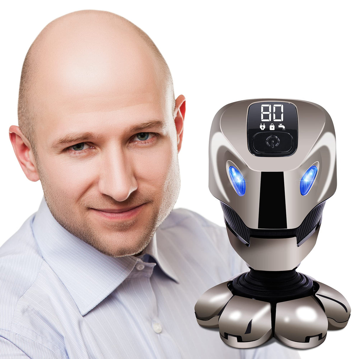 AidallsWellup Electric Head Shaver for Bald Men: Waterproof Cordless Electric Razor for Bald Head & Hair Shaving, Close Shave, Skin-friendly, 360° Full Coverage & Effortless Control, Easy to Clean, Wet & Dry Use