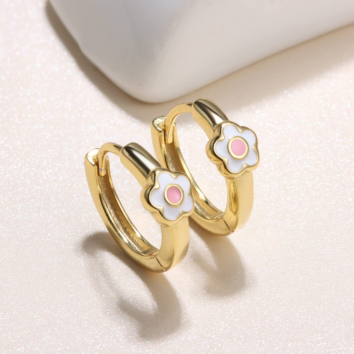MILACOLATO 925 Sterling Silver Flower Hoop Earrings for Toddler Women, Pink