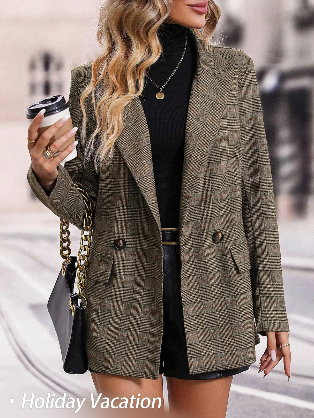 Mina Self Old Money Clothes 2025 Fall Outfits for Women Winter Brown Tan Khaki Womens Christmas Party Nye New Years Eve Clothes Womens Trendy Boyfriend Fashion Ladies Women's Blazers & Suit Jackets