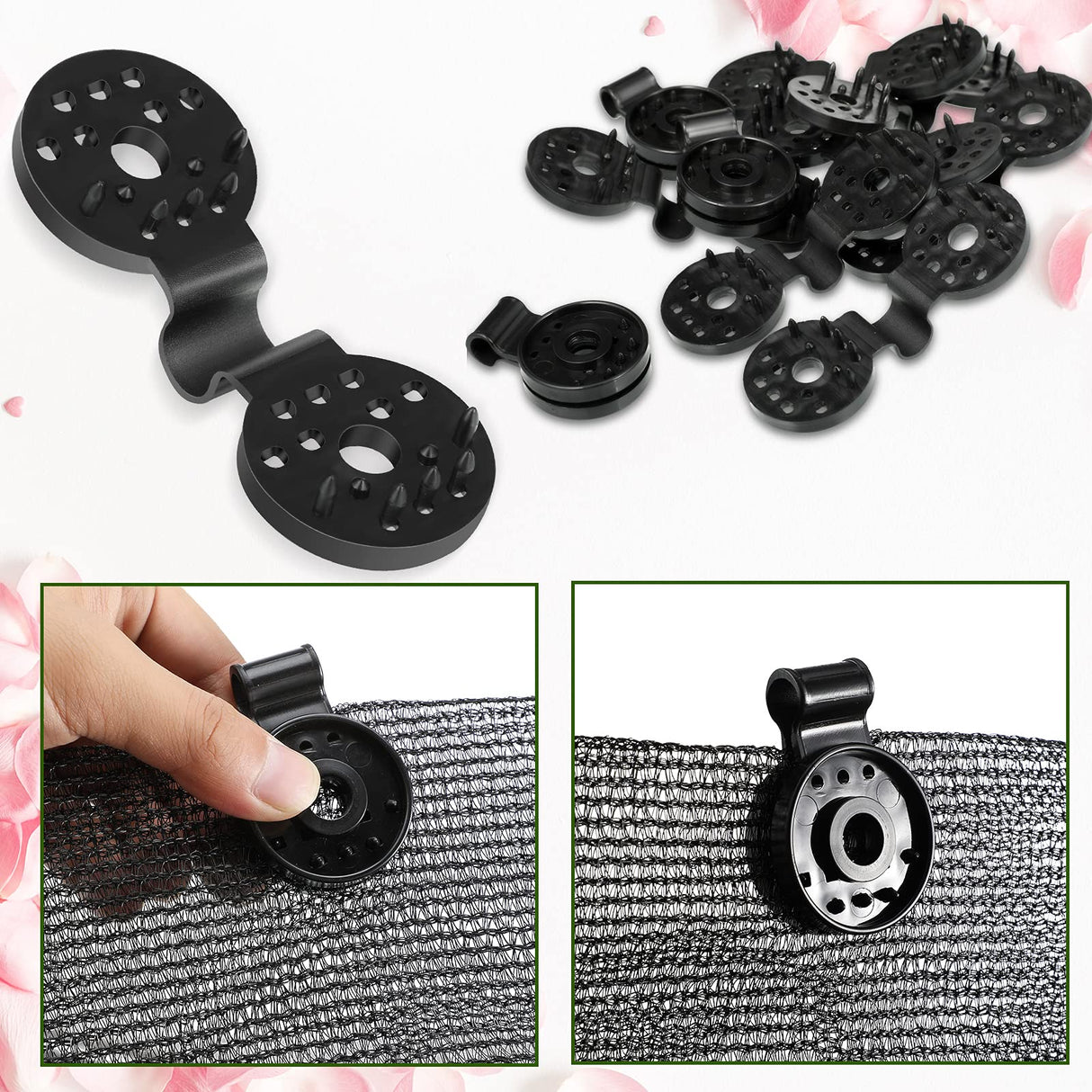 Maitys 100 Pcs Shade Cloth Clips Sunscreen Net Clips Black Plastic Sunshade Clip Greenhouse Shade Cloth Fix Clamp for Anti Bird Netting Garden Netting Patio Agricultural UV Resistant Accessories
