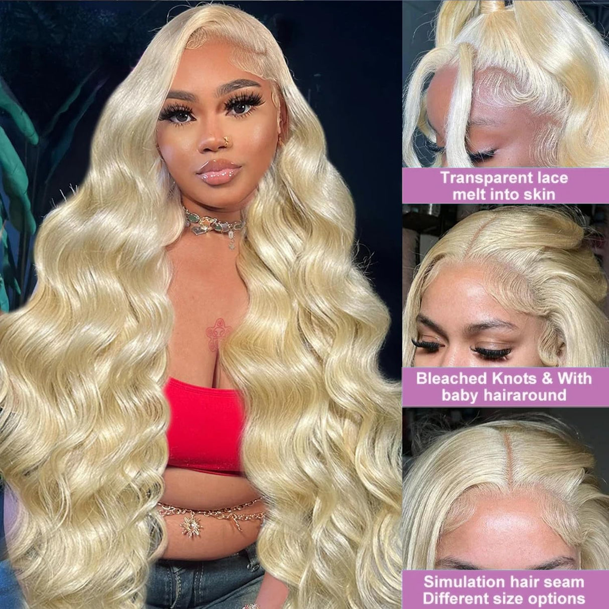 Alipeacock 613 13x6 Lace Front Wig Human Hair 200% Density Body Wave Blonde Lace Front Wigs Human Hair Pre Plucked Blonde Wig Human Hair 613 30inch