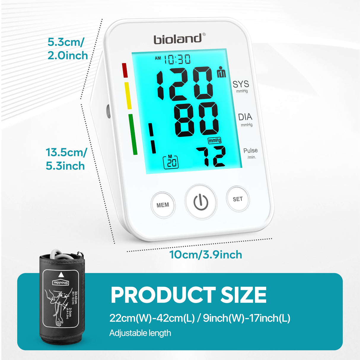LinkSun Blood Pressure Monitor Upper Arm Large Cuff, Backlit Large LCD Screen, Automatic Digital Blood Pressure Machine, Adjustable BP Cuff, BPM Model - 2008