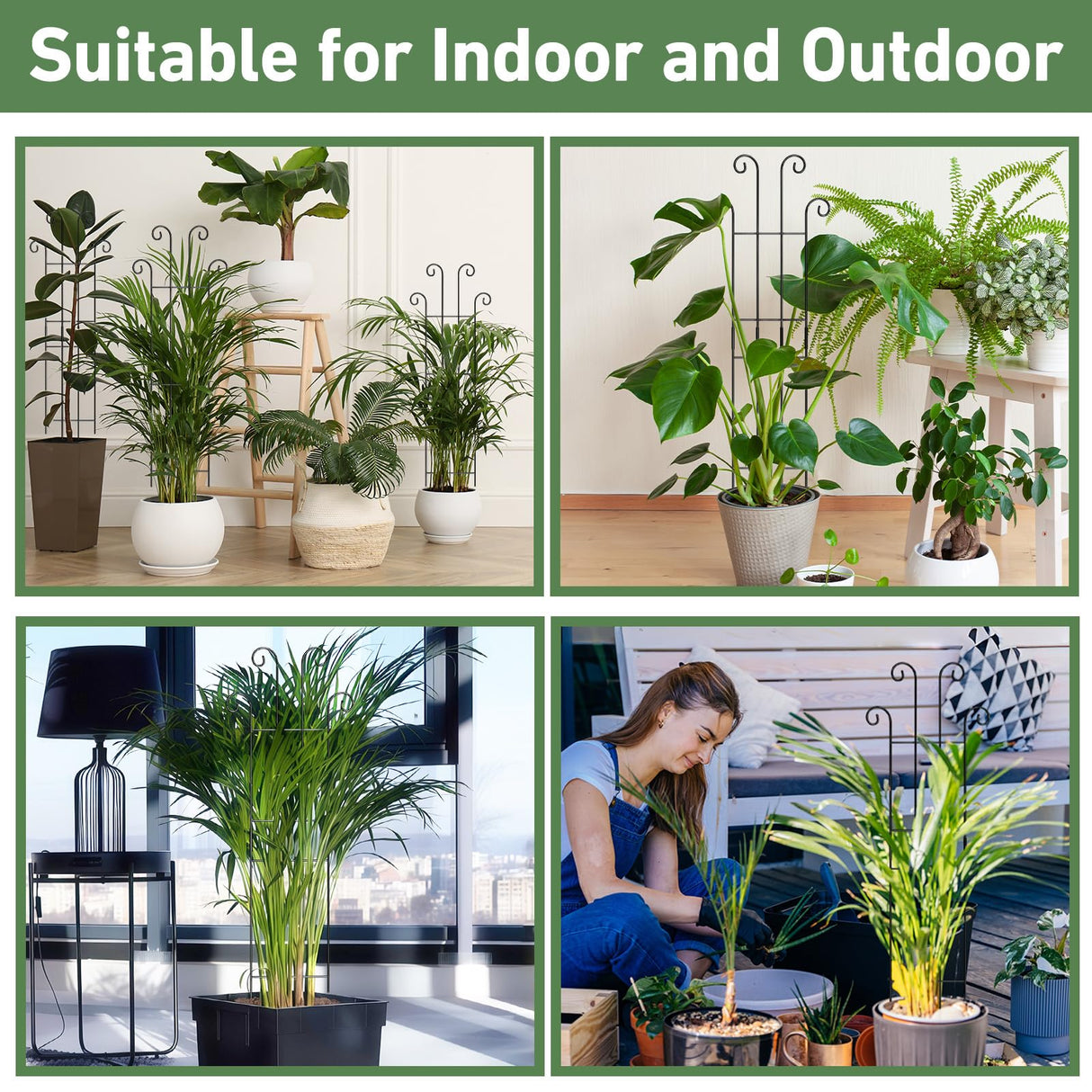 Xeeol 32.6in Tall Plant Trellis Indoor, Metal Garden Trellis for Climbing Plants, Expandable Trellis for Potted Plants for Ivy Pothos Hoya Monstera, 2 Pack