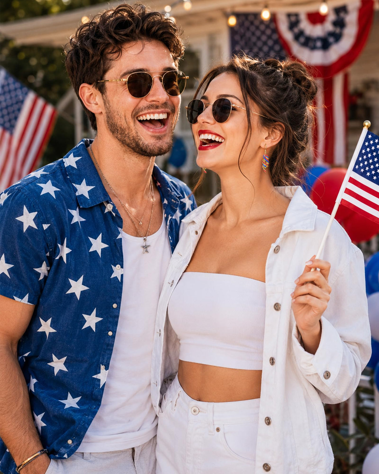 shownee Gold Dangle Patriotic Earrings for Women American Flag Red White Blue Earrings 250th Anniversary USA Merchandise 4th of july Independence Day Gifts