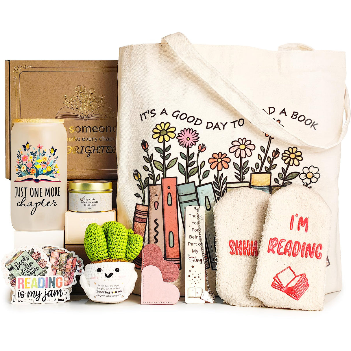 MHSMHL Book Lovers Gifts for Women, Gifts for Book Lovers Women, Bookish Gift for Readers, Reading Accessories Gift for Reading Club Present for Christmas Birthday White Elephant Secret Santa