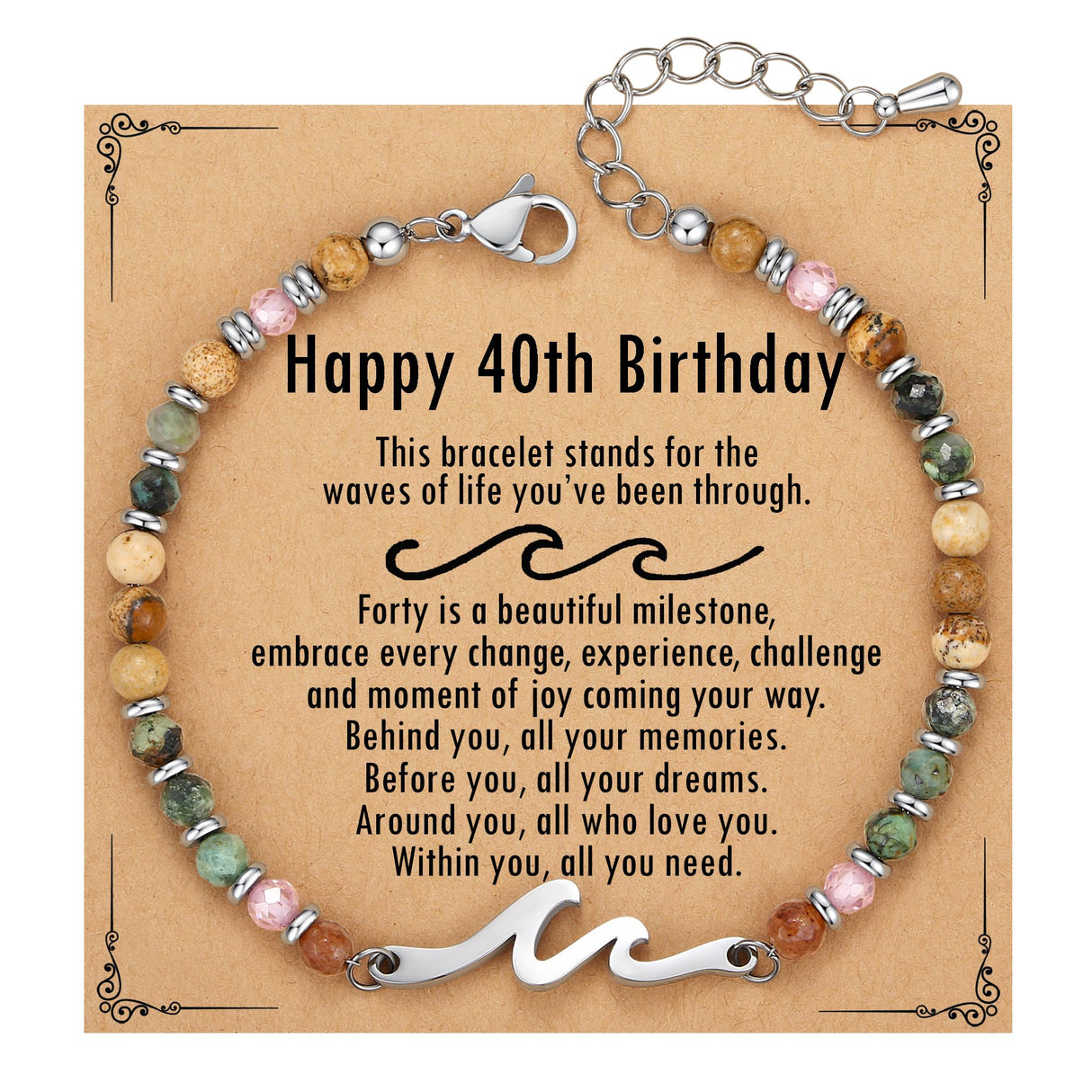 TONY & SANDY 40th Birthday Gifts Women, Wave Bracelet for Women Jewelry, 40th Birthday Decorations for Woman, Unique 40 Year Old Bday Gifts for Woman, Best Friend, Daughter, Wife, Sister