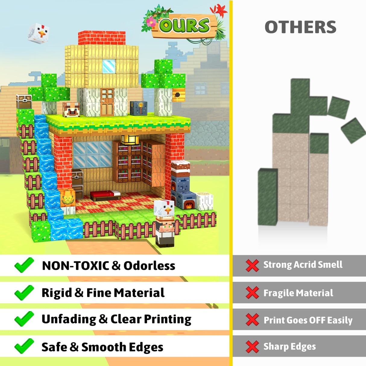 Magnetic Blocks, Magnetic Building Blocks, Magnet Cubes Kids Toys Farm games, Sensory STEM Building Toys for 3-5 4-6 5-7 6-8 Year Old Boys Girls, Christmas Birthday Gifts for Boys & Girls Ages 3+