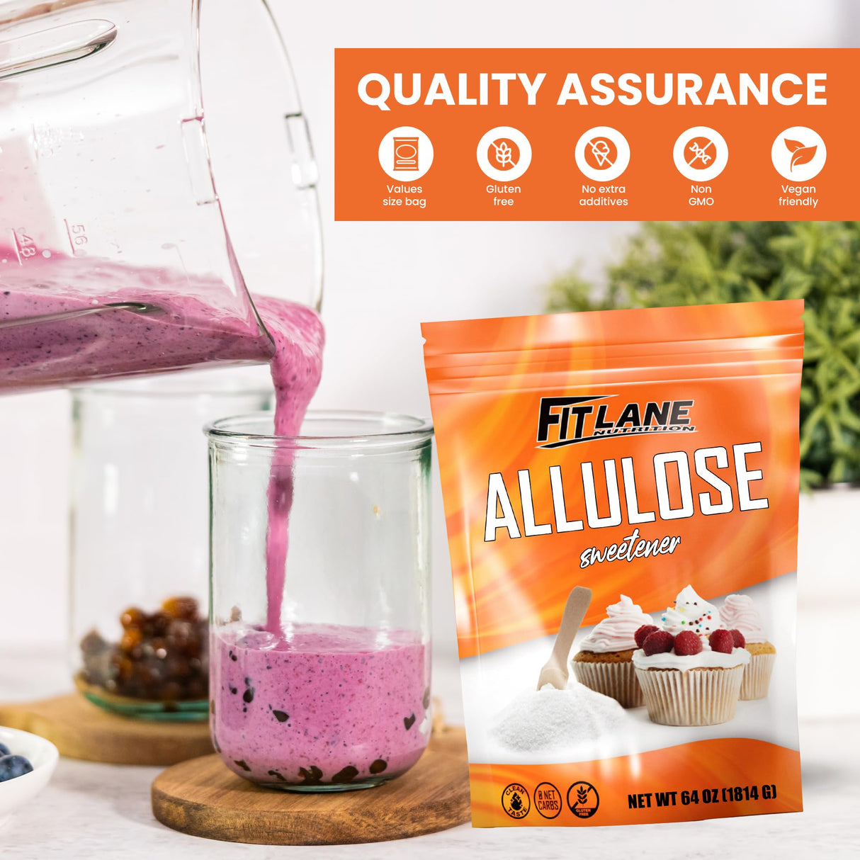 Allulose Sweetener 4 lbs - Pure Low Calorie Zero Net Carb Natural Keto Sugar Substitute With No Aftertaste - Perfect for Baking and Sweetening Your Favorite Foods - By Fit Lane Nutrition