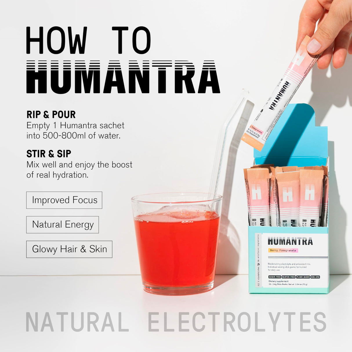 Hydration Packets | Zero Sugar Electrolyte Hydration Multiplier w/Essential Minerals, Boost Immune & Metabolic Functions | Electrolytes Powder (20 count, Berry Pomegranate)