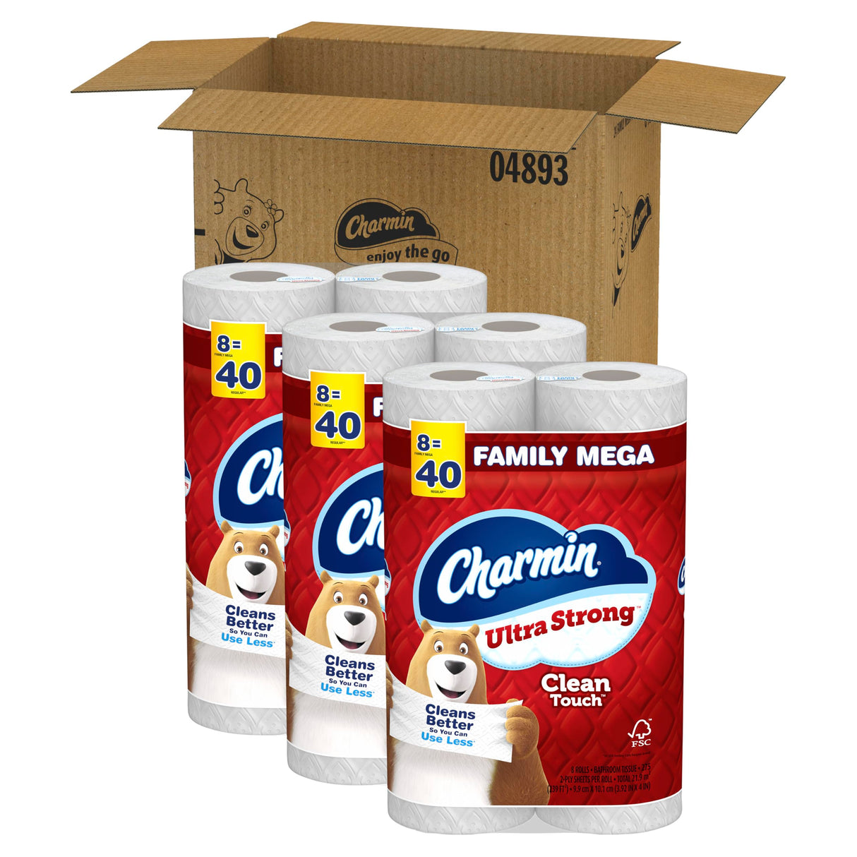 Charmin Ultra Strong Clean Touch Toilet Paper, 24 Family Mega Rolls = 120 Regular Rolls