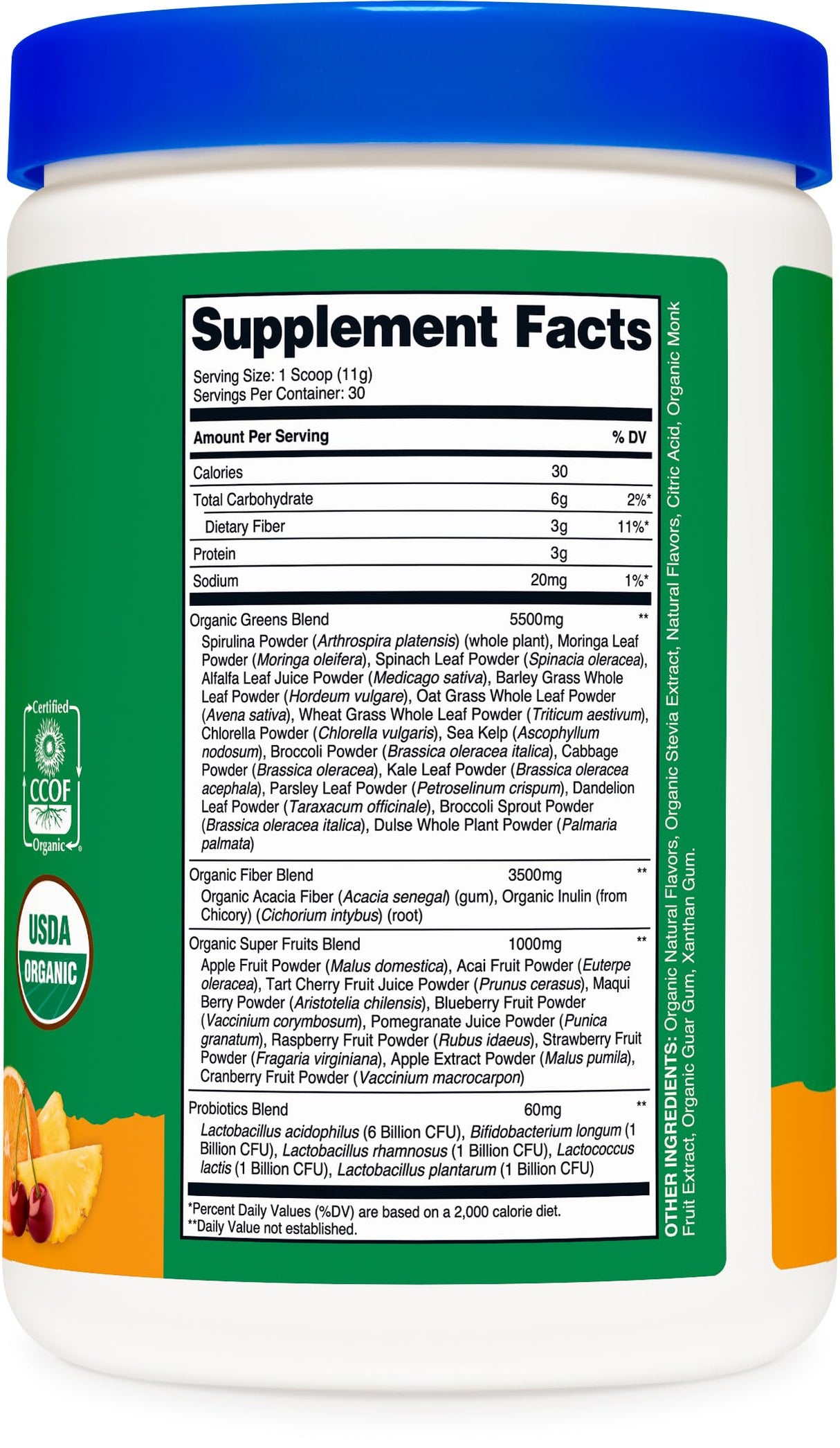 Nutricost Organic Super Greens Powder (30 Servings) Orange Sunrise Flavor - Superfood Supplement Drink Mix