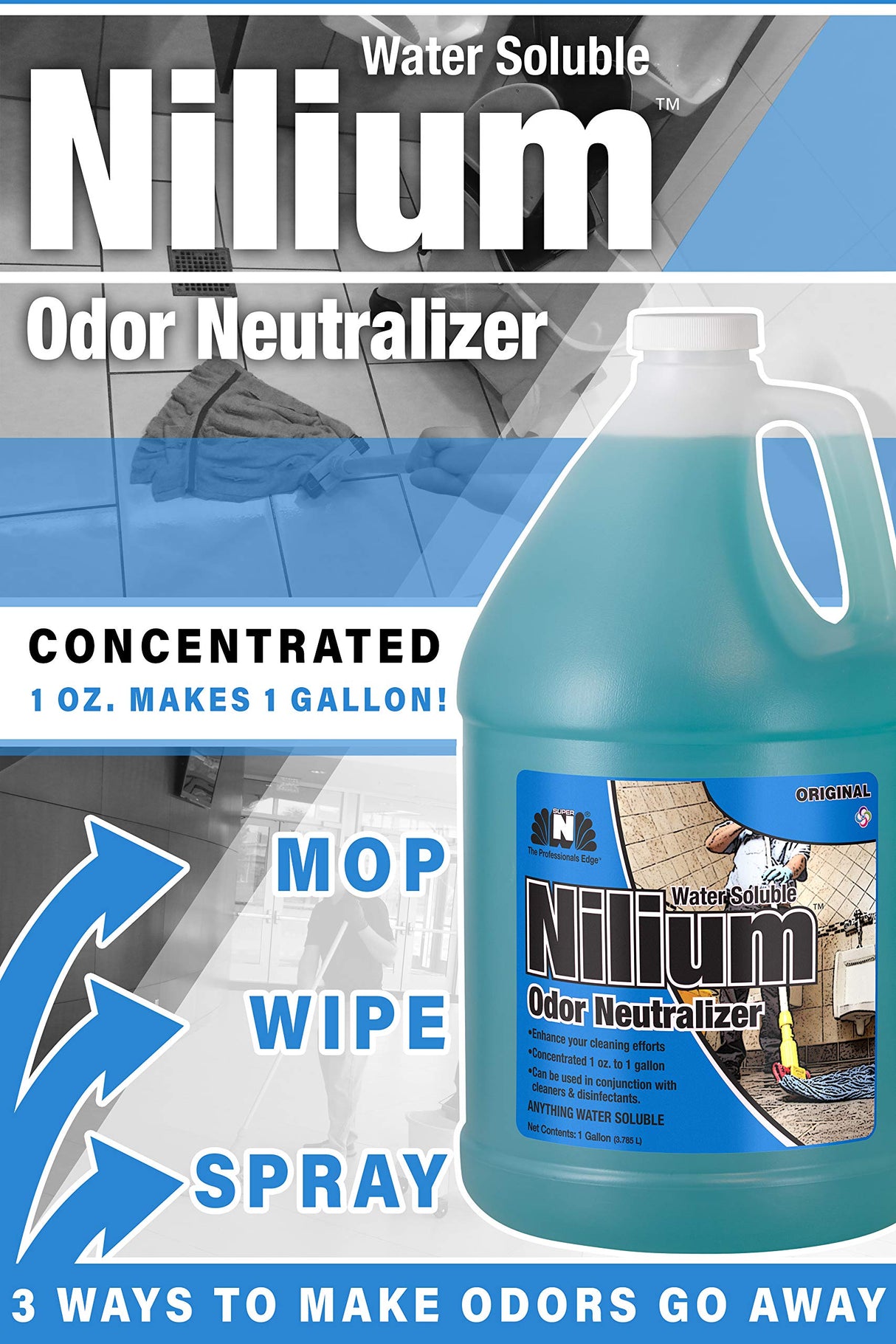 Nilium Water Soluble Odor Neutralizer concentrate by Nilodor, Original, 1 gallon, (128 WSO) 11.75" Height, 6" Width