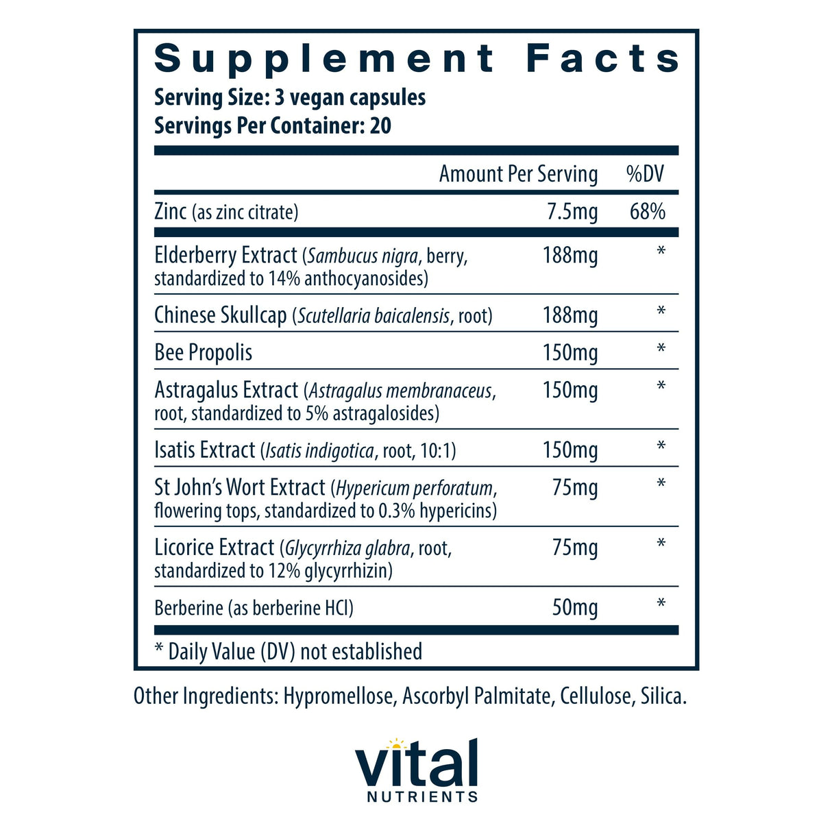 Vital Nutrients ViraCon | Vegan Immune Support Supplement* | Zinc, Elderberry, Licorice Root Extract, & Other Herbs for Comprehensive Immune Support | Gluten, Dairy, Soy Free | Non-GMO | 60 Capsules