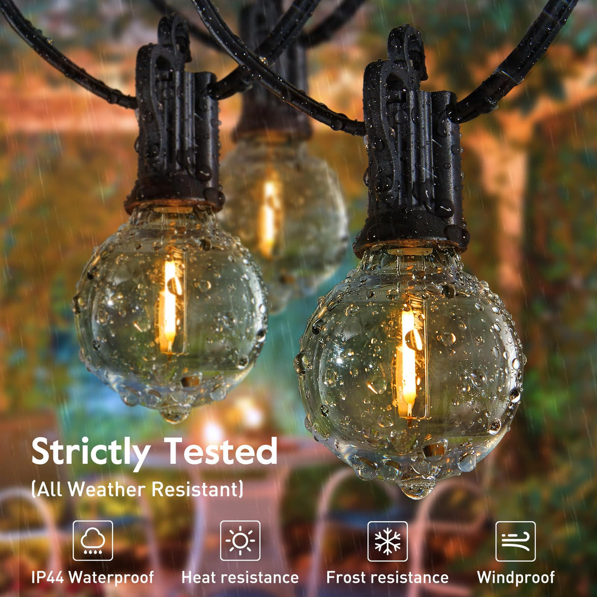Brightown Outdoor String Lights - Waterproof Globe Patio Lights 35 Ft with 30 G40 Shatterproof LED Bulbs, Connectable Commercial Hanging Light for Backyard, Bistro, Porch, Cafe, Deck, Garden