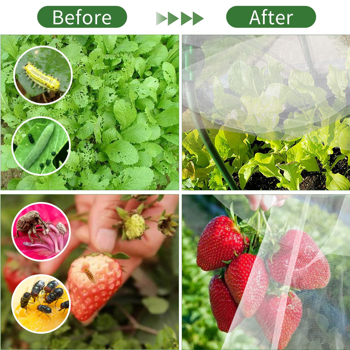 Garden Netting Kit for Raised Beds, Ultra Fine Garden Mesh Netting 8x20ft & 5 Sets Garden Hoops with Clips, Row Cover Net Protection Plant Covers Set for Greenhouse Vegetable Fruits Flowers Barrier