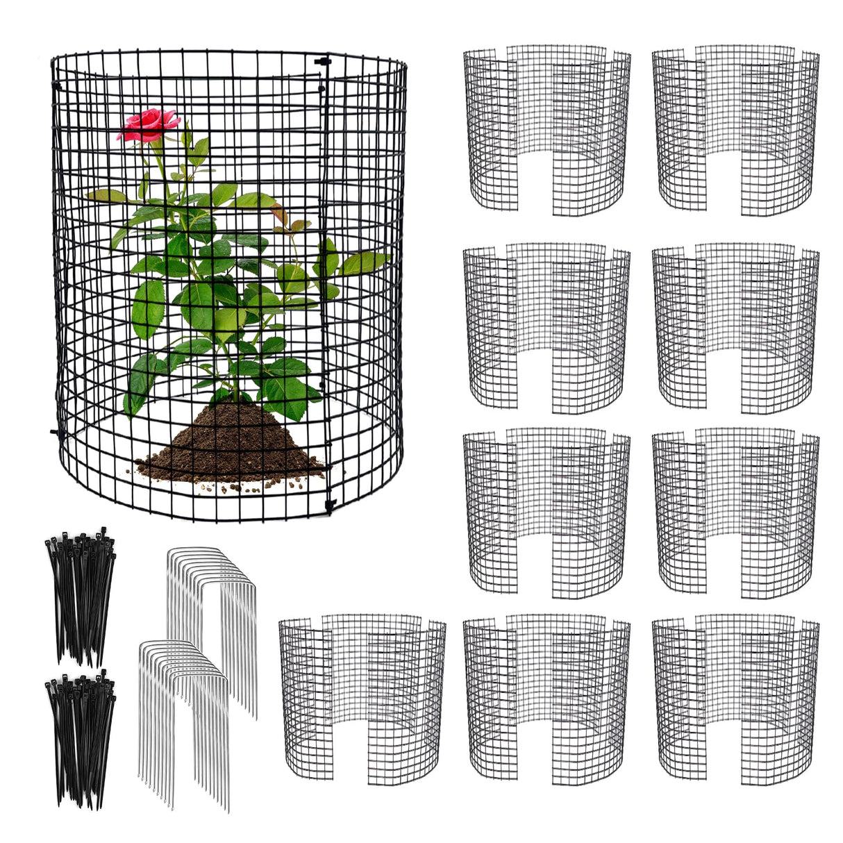30 PCS Round Plant Protector from Animals, 12 Pack 12'' x 12'' Metal Plant Cages,30Pcs Metal Mesh to Keep Animals Out, Garden Protection Bunny Barricades, Wire Plant Protectors for Rabbit Chicken Duck