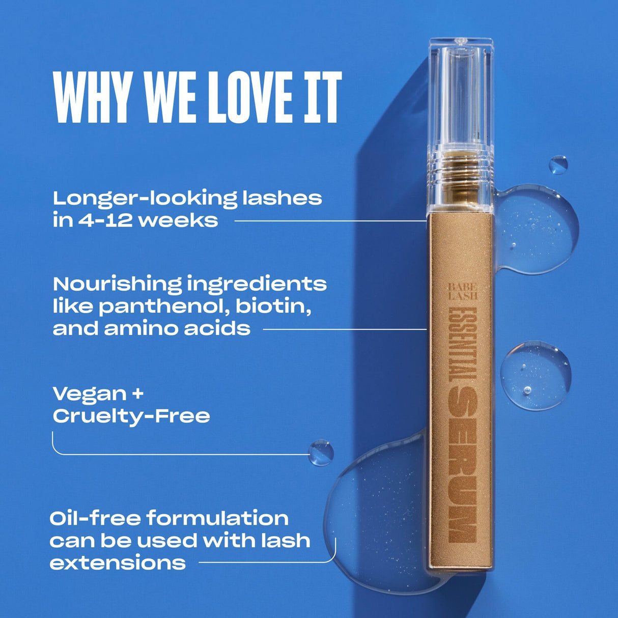 Babe Original Eyelash Serum for Natural, Fuller & Longer Looking Eyelashes - Lash Serum Hydrates Lashes for Lash, Brow & Lash Extensions - 4mL