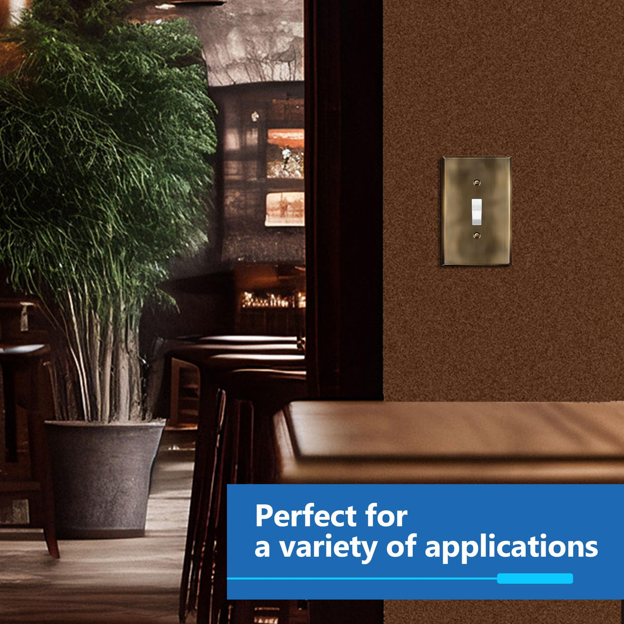 LIDER Toggle Light Switch Metal Wall Plate, Stainless Steel Switch Cover, Corrosion Resistant, Mid-Size 3-Gang 4.88" x 6.77", 201 Stainless Steel, LMWP-13M-AB, Antique Brass