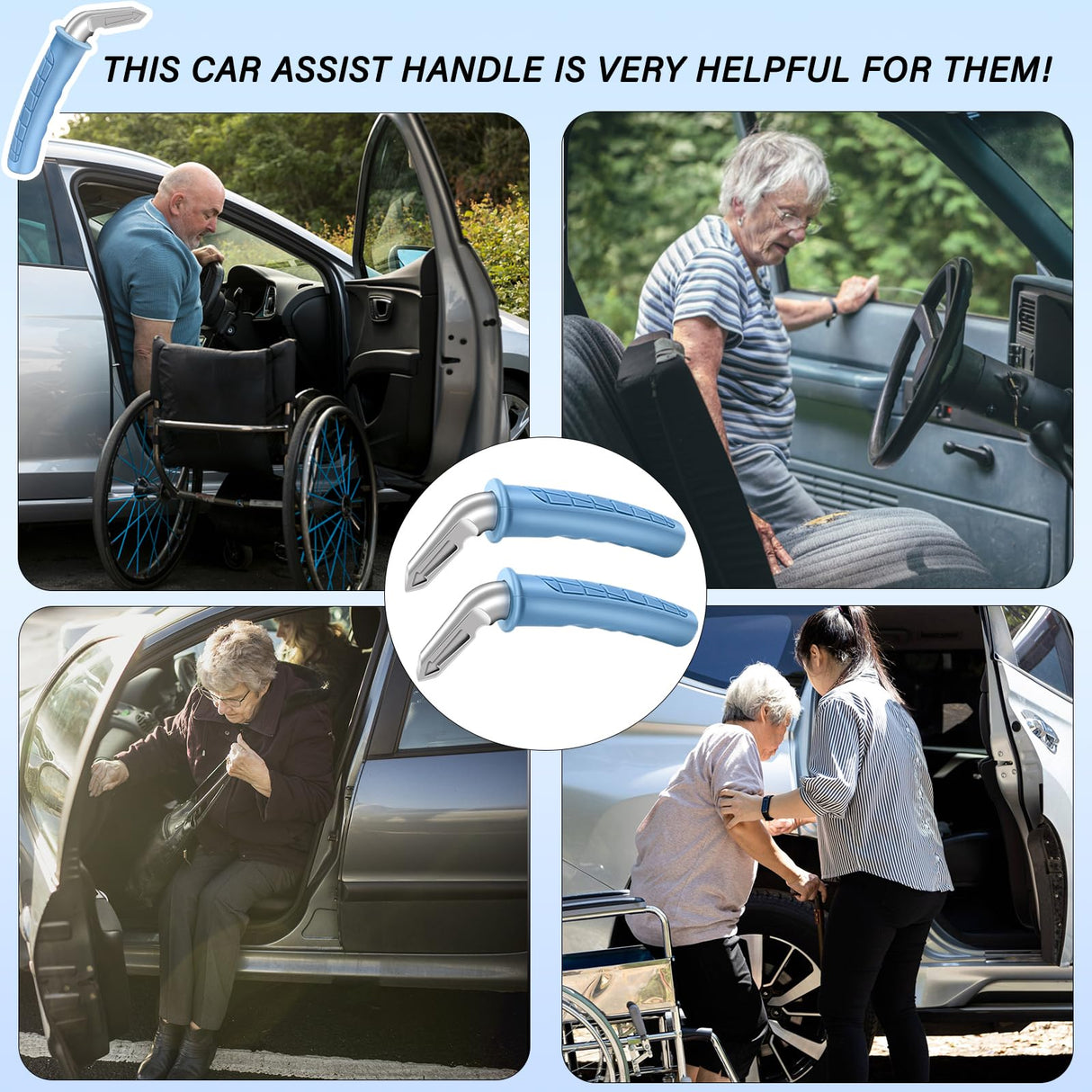 Portable Car Door Handle Assist - 2 Pack Vehicle Support Handle, Easy Sit To Stand Assistance For Seniors And Handicapped, Supports Up To 450 Pounds