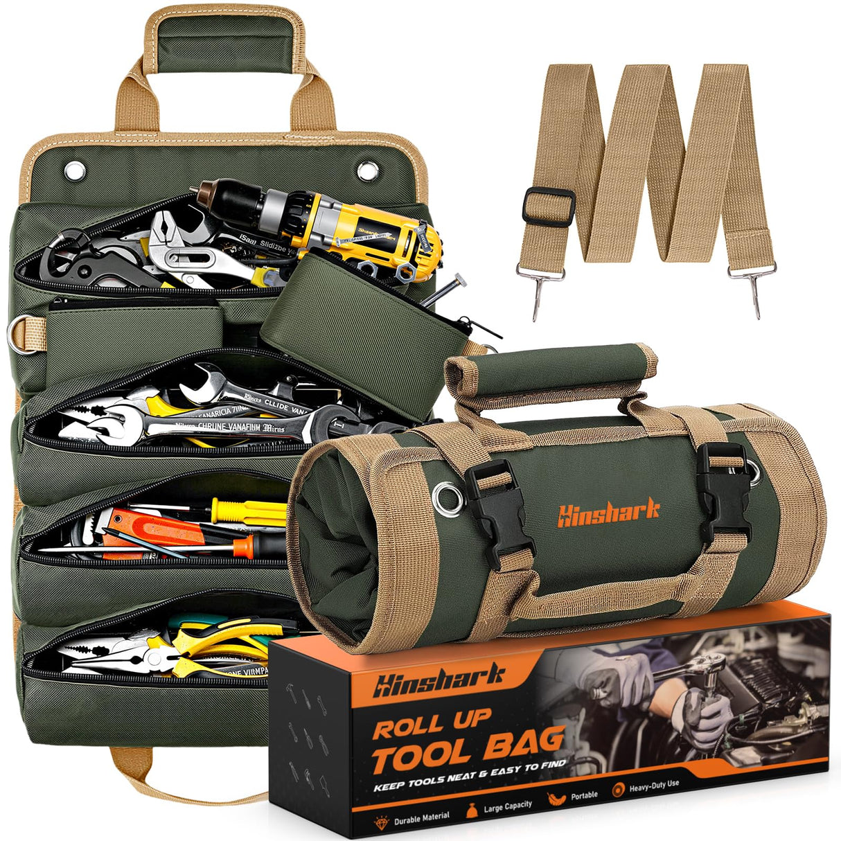 Gifts for Men, Roll Up Tool Bag, Anniversary Birthday Gifts for Men Dad Husband Him Boyfriend, Gift for Dad Who Have Everything, Portable Tool Organization for Mechanic Welding Electrician
