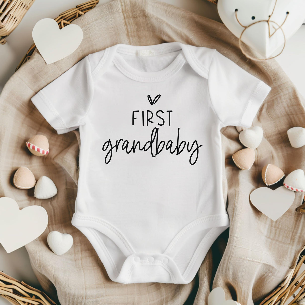 Pregnancy Announcement Infant Bodysuit First Grandbaby Gift for Grandparents | New Baby Surprise (0-3 month, White)