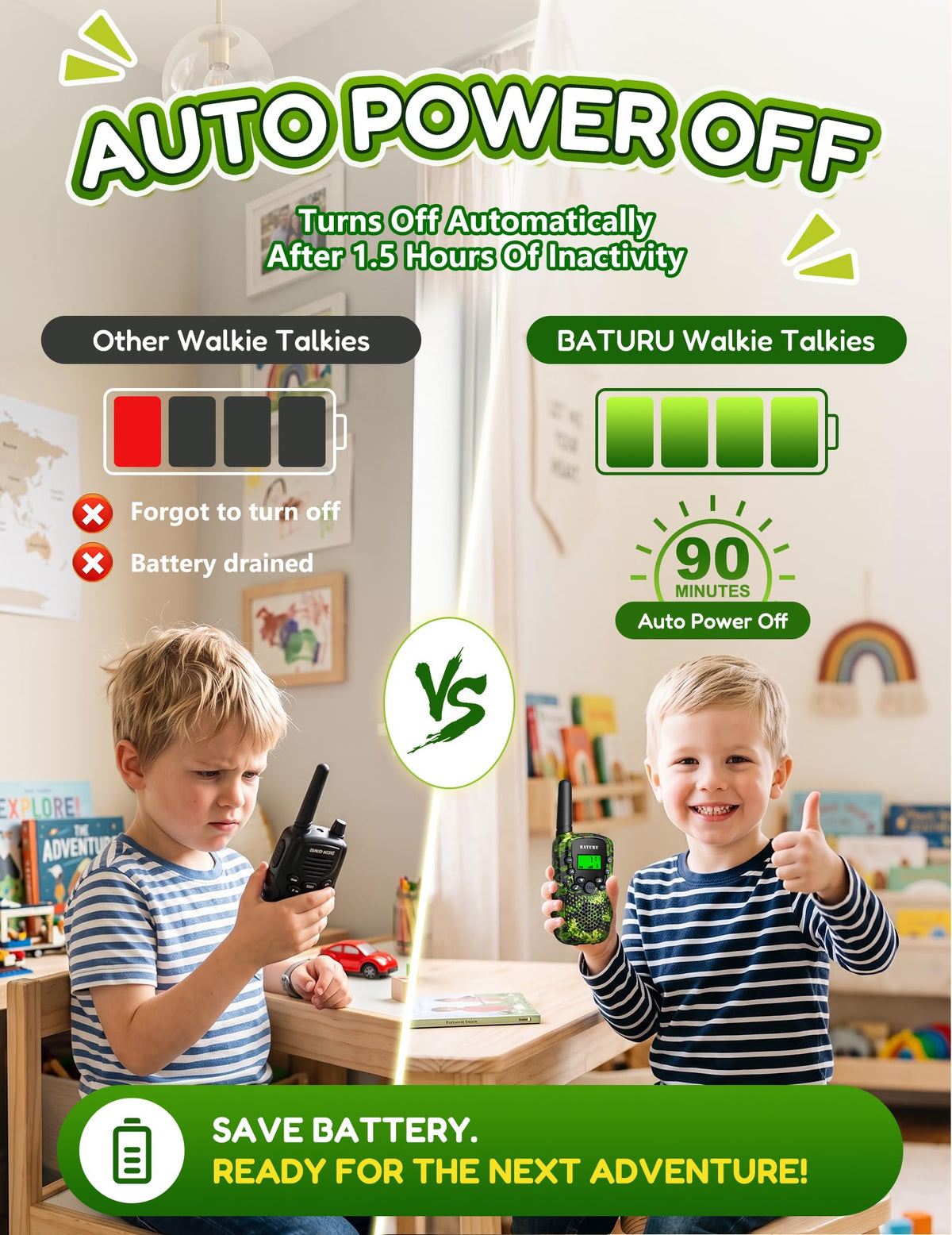 Walkie Talkies for Kids 4 Pack Rechargeable Outdoor Toys Gifts Boys Girls
