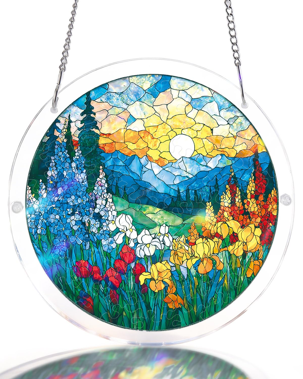 Acrylic Puzzle Suncatcher 83 Pieces, Dawn Blossom Sea Sun Catchers Puzzle, DIY SunCatchers Puzzles Window Hanging, Home & Garden Decor, Gifts for Family and Friends, 7.4 in