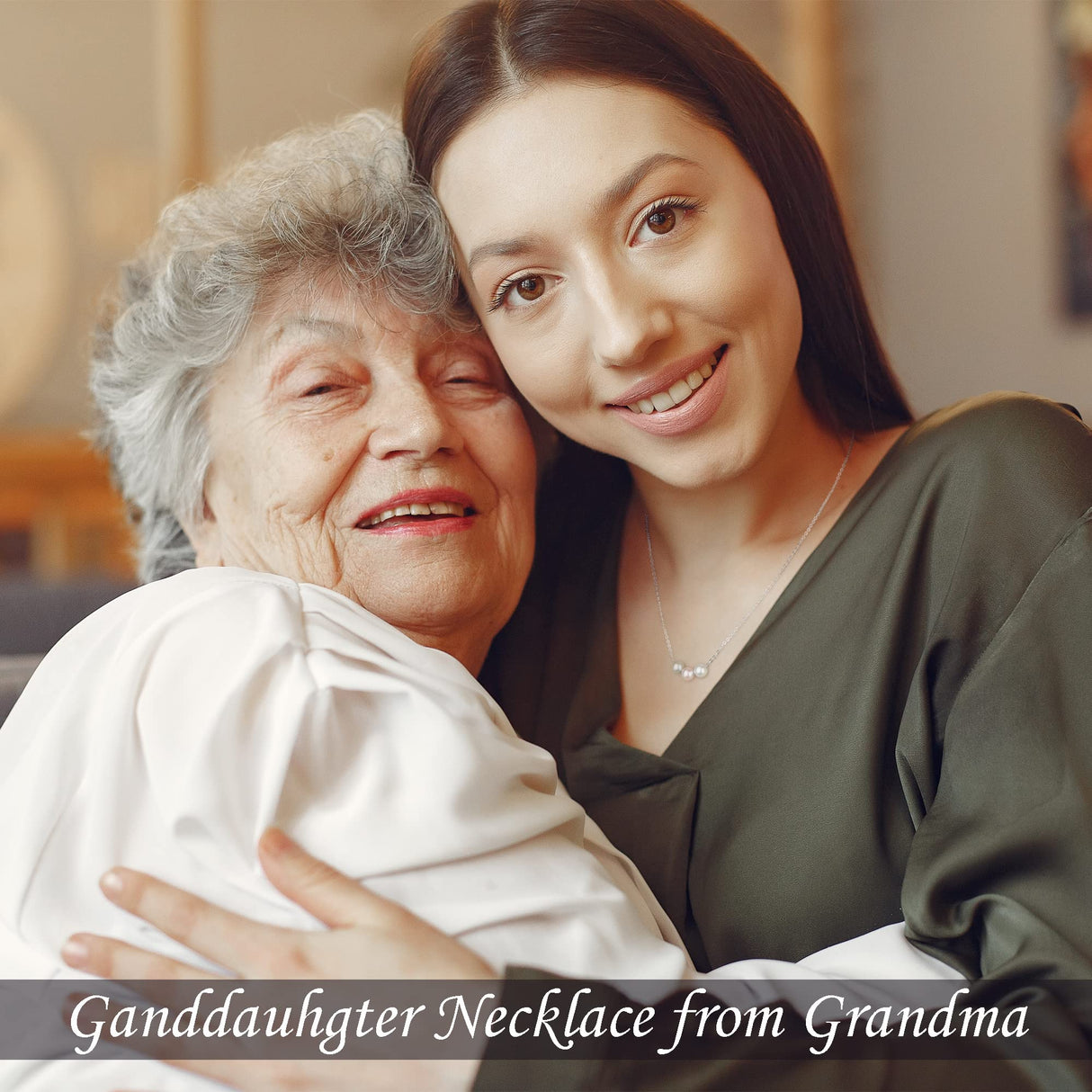 Sereney Sterling Silver Grandma Necklace as Christmas Gifts for Grandma, 3 Generations Necklace for Mom Gigi Gifts, Pearl Strands Necklaces Grandmother Jewelry, Nana Gift for Mom from