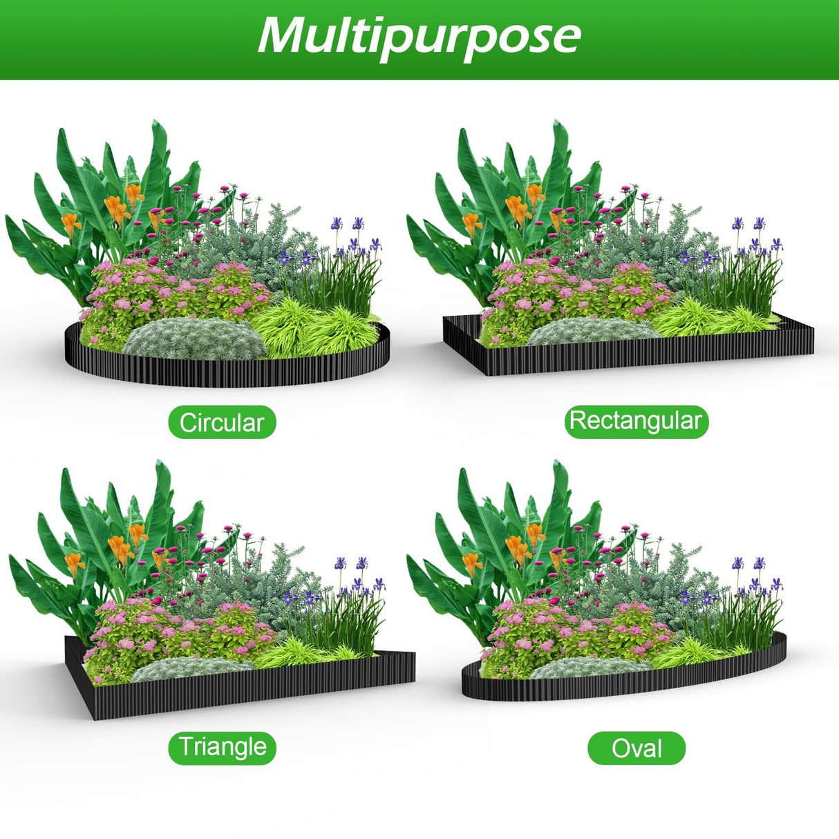 Garden Edging 0.06" Corrugated Metal 6" x 20', Galvanized Steel Border
