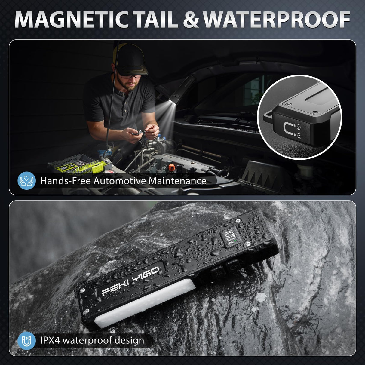 Feki Yigo Flat EDC Flashlight Rechargeable 1800 Lumens - Pocket Flashlight with 365nm UV Light, RGB Modes, Magnetic Base, Digital Display, IPX4 Waterproof for Camping, Emergency, Mechanics (Orange)