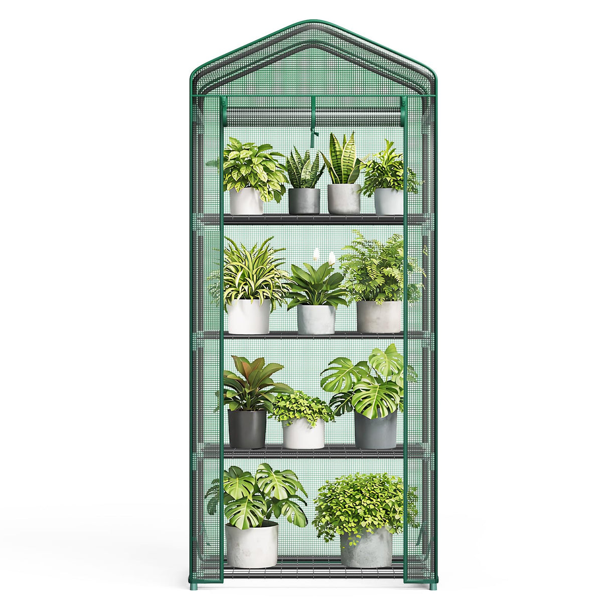 NEWBULIG Mini Greenhouse with Durable PE Cover Roll-up Zipper Door 4 Tier, 27"x19"x63" Small Greenhouse for Outdoors Indoor Balcony, Porch, Garden, Patio, Backyard Green Houses, Green