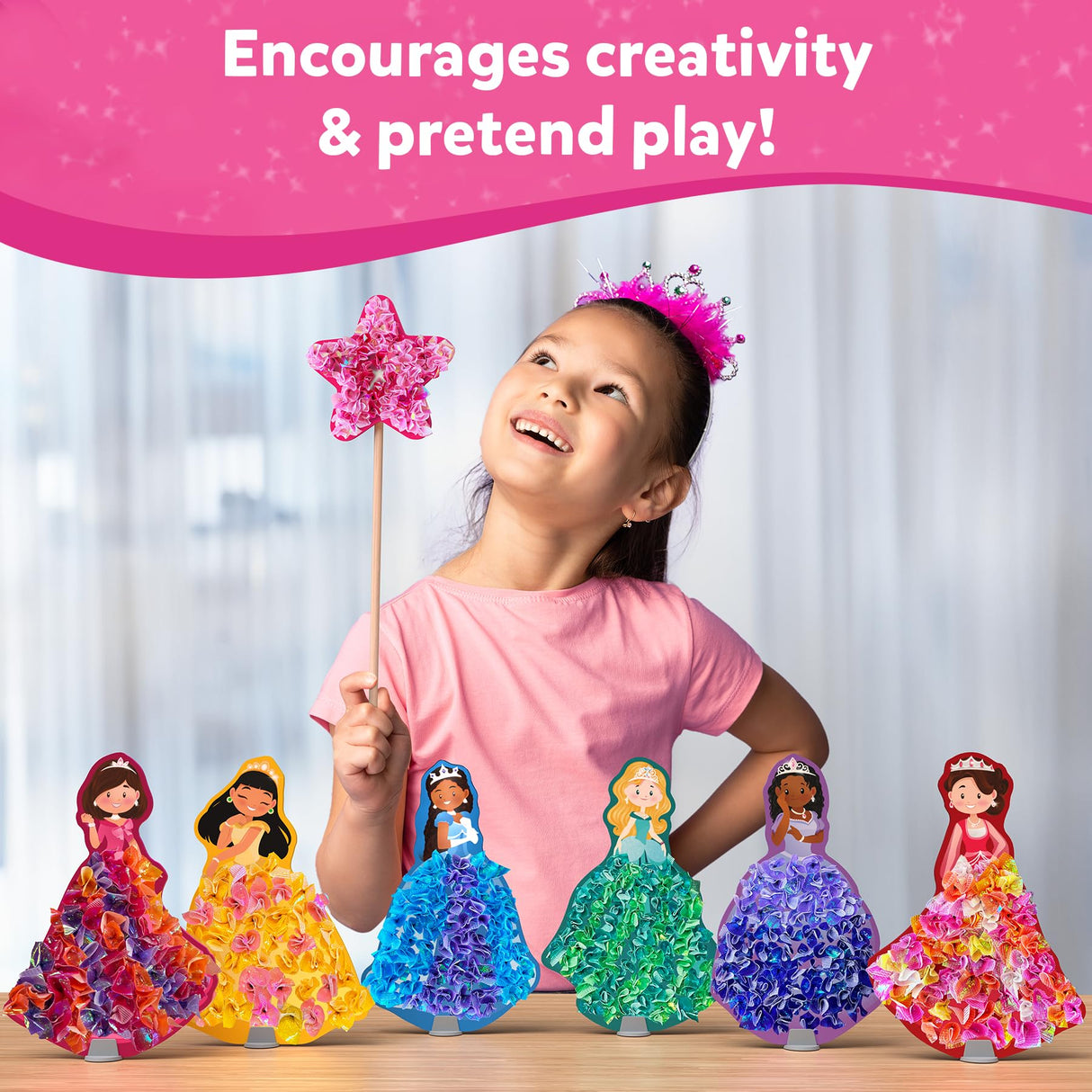 Skillmatics Poke-in Art - Magical Princesses, Mess-Free Fun for Kids, DIY Wood Craft Kits, Creative Activity, Christmas Gifts for Girls & Boys Ages 4, 5, 6, 7, 8, 9