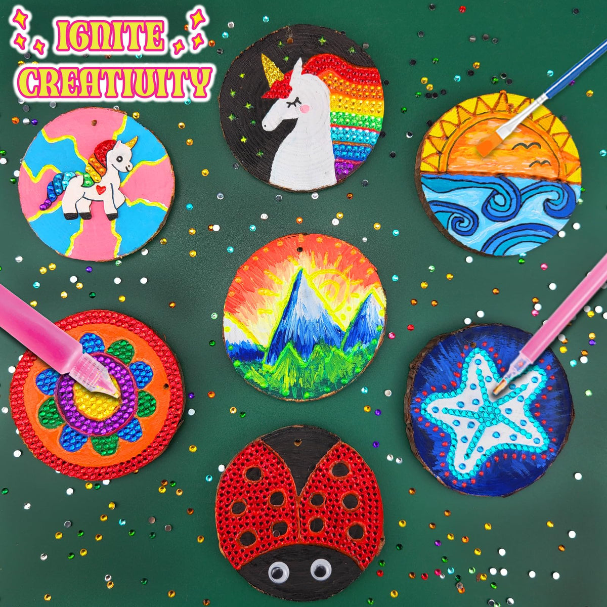 klmars Kids Wooden Painting Kit-Glow in The Dark-Arts & Crafts Gifts for Boys Girls Ages 5-12-Craft Activities Kits - Creative Art Toys for 5, 6, 7, 8, 9, 10, 11 & 12 Year Old Kids