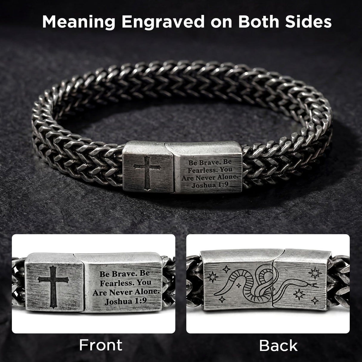 Mens Cross Bracelet Stainless Steel, Bible Verse Religious Christian Gift
