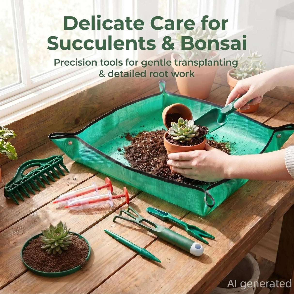 Bonsai Tools Kit 10Pcs Indoor & Outdoor Gardening Tool Potting Mat