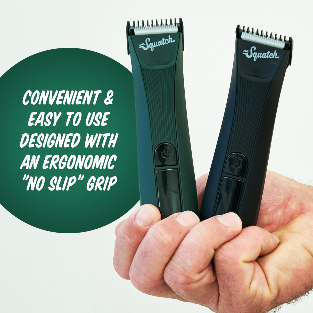 Dr. Squatch Groin Guardian Electric Trimmer with Squatch-Shield Technology - Cordless Body Hair Trimmer with Built-in LED Light, Black