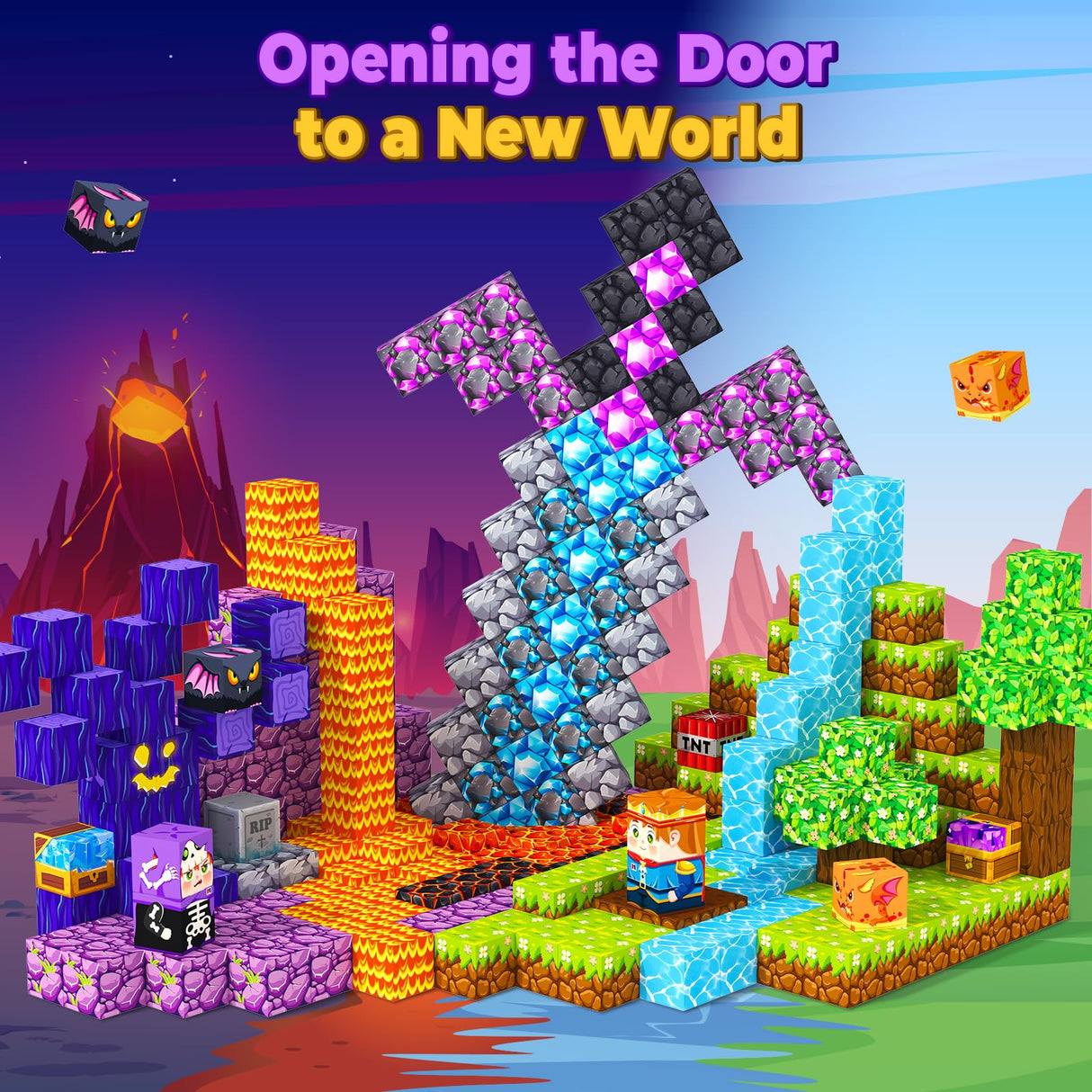 MyWodGame Magnetic Blocks Building Toys for 3 4 5 6 7 8 9 10 11 12 13 Year Old Boys Girls, Kids Magnetic Cubes Tiles Montessori Sensory Travel Magnet Toys Games Christmas Birthday Party Toddler Gifts