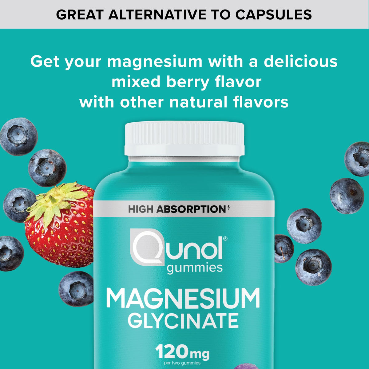 Qunol Magnesium Glycinate Gummies 120mg, Vegetarian, 90ct