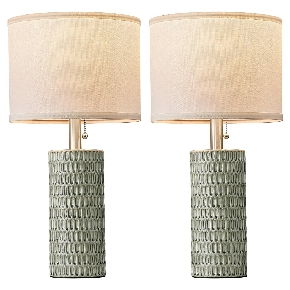 Reaketon Table Lamps for Living Room Set of 2, Ceramic Table Lamps for Bedroom, 20" Modern Lamps for Night Stands, Green