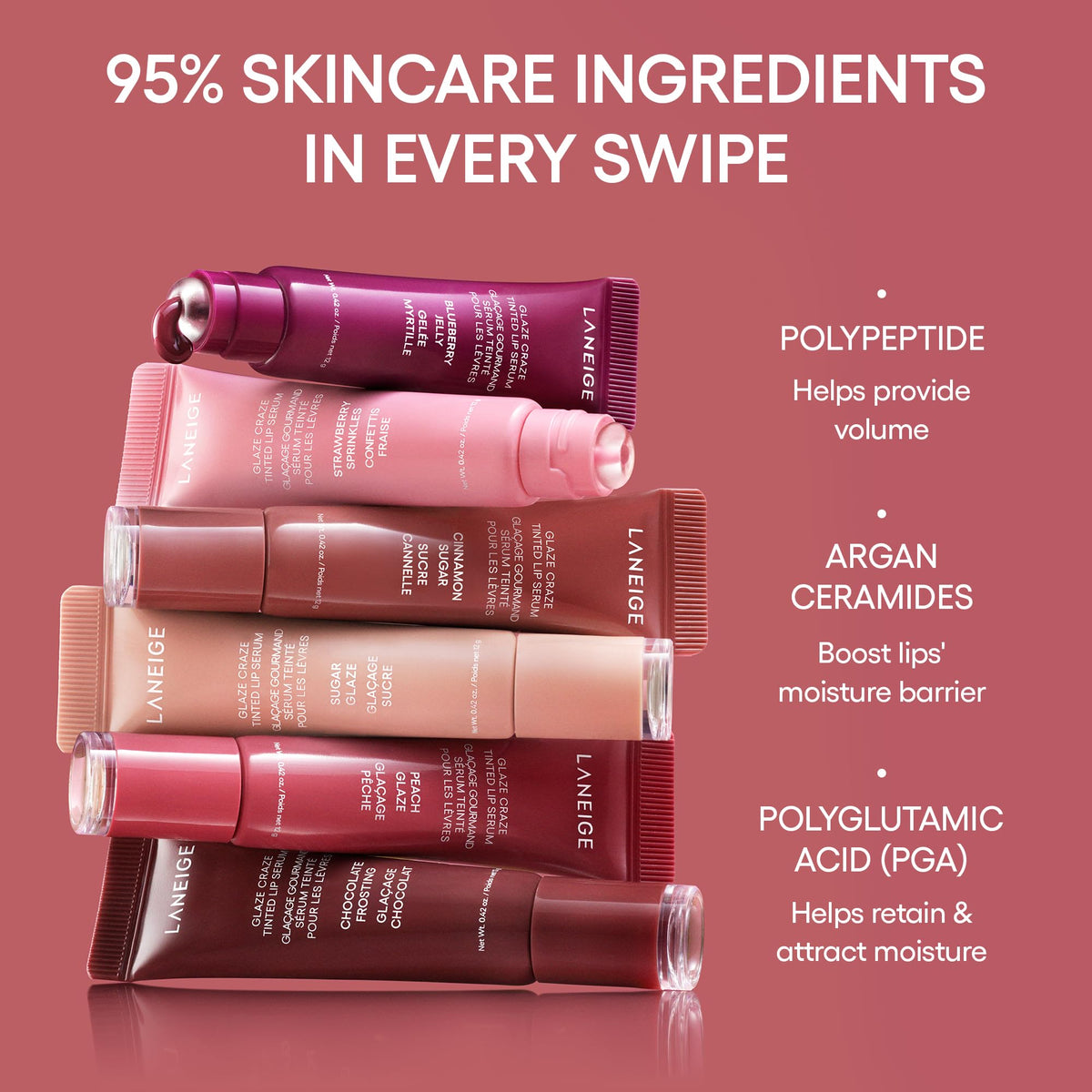 LANEIGE Glaze Craze Tinted Lip Serum with Plumping Polypeptides